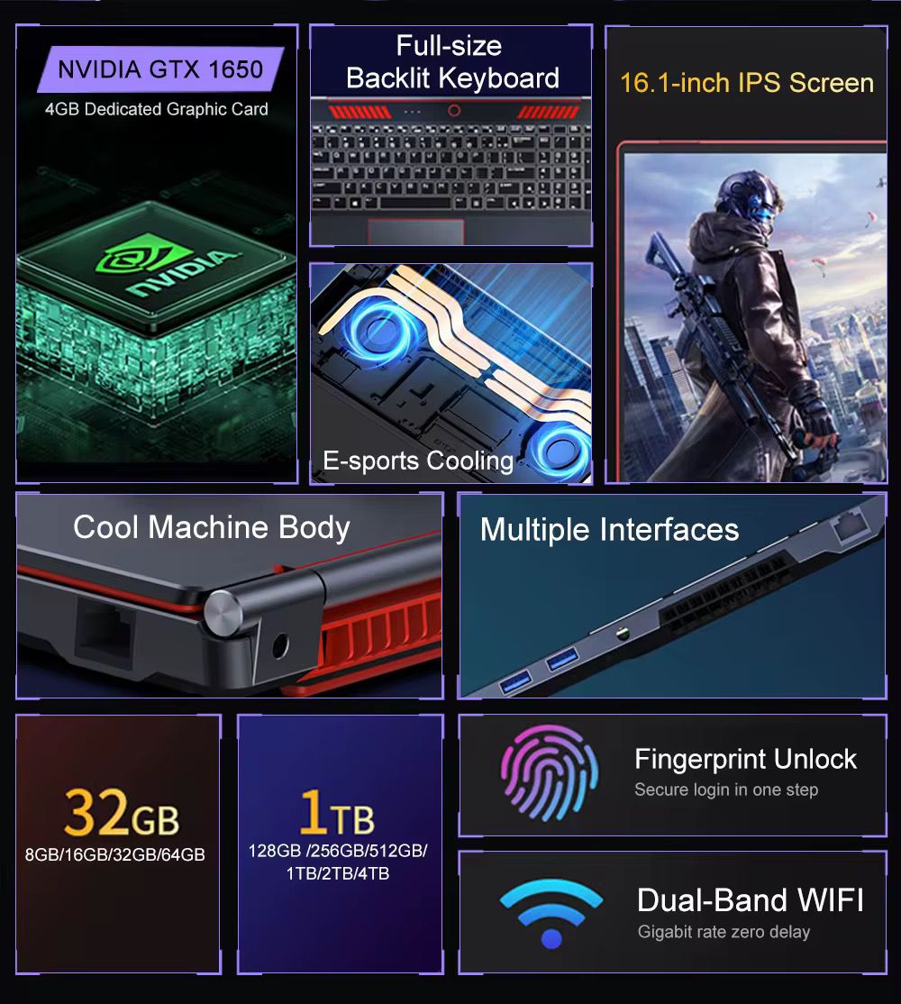 16 inch 144Hz E-sports screen, Intel Core i9-12900HK, RTX4050 6GB, 16 GB RAM 1TB SSD - Image 3